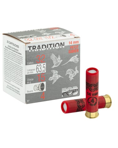 CARTOUCHES FOB TRADITION - CAL 14 MM X 25 Plomb N°4