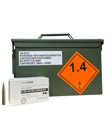 SWISS MUNITION cal.5,56x45 Nato (cal.223 Rem) FMJ SX M193 55gr /Caisse militaire x1000