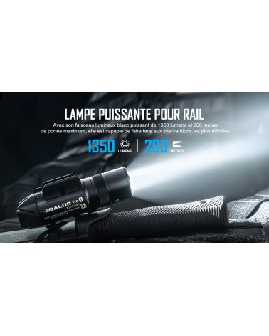 Olight Baldr Pro R - Lampe Tactique 1913 GL Avec Laser Vert & 1350 lumens LED