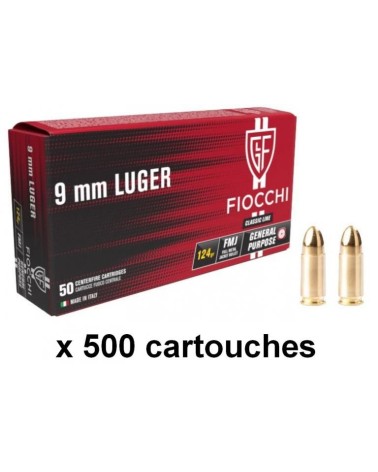 FIOCCHI cal.9mm PARA FMJ 124 grs x500