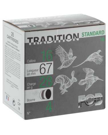 CARTOUCHES FOB STANDARD 28 CHASSE - BOURRE GRASSE - CAL. 16/67 n°7