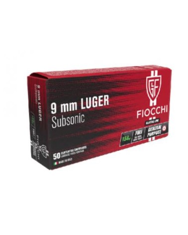 FIOCCHI 9X19 SUBSONIC FMJ 158GR X50